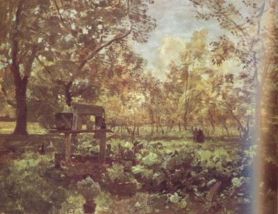 Jakob Emil Schindler Peasant Garden at Goisern (nn02) oil painting image